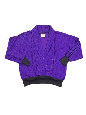Vintage 1980s BVK by Benita Purple Black Textured Jacket Made in USA